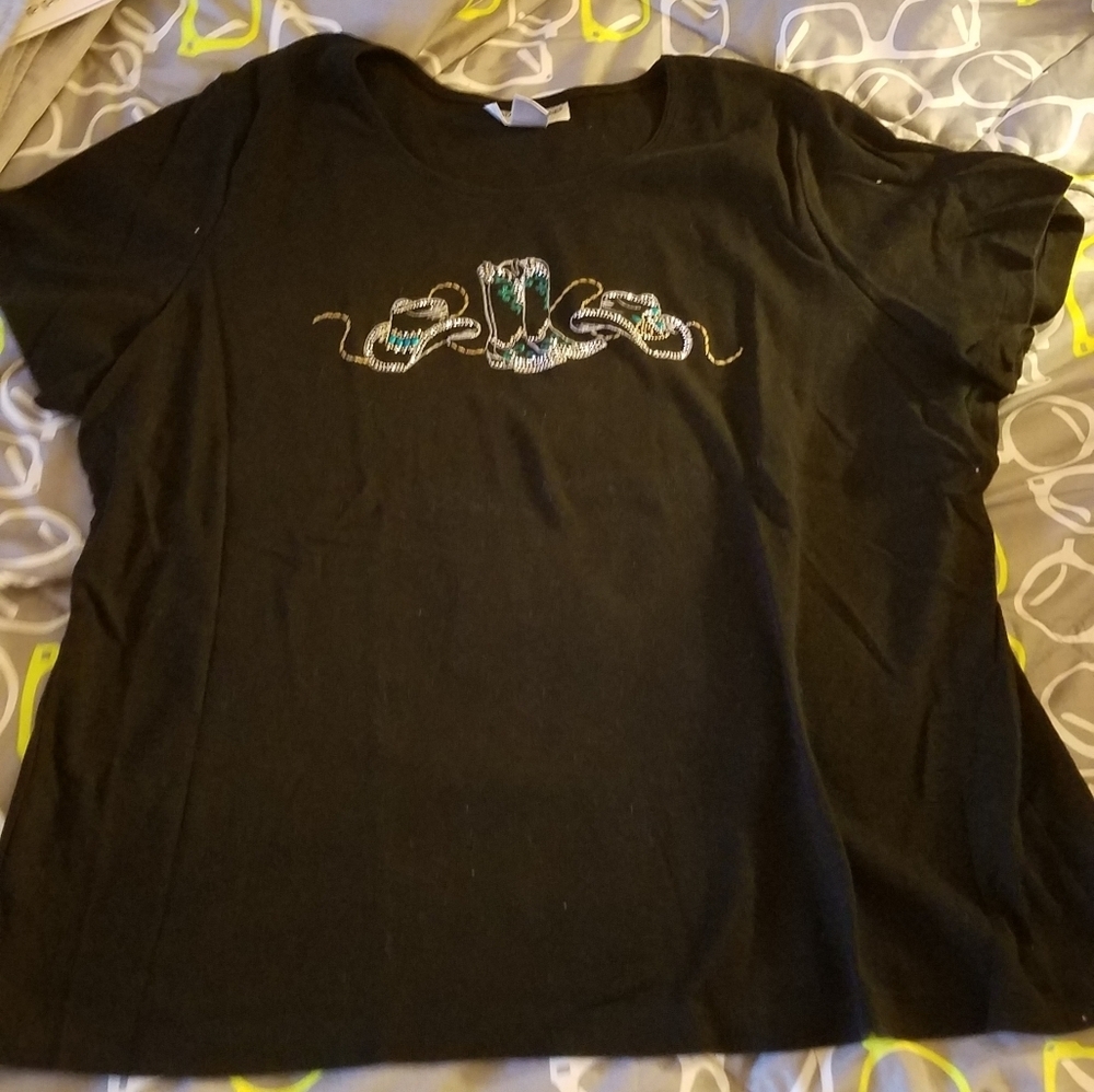 Rebecca Malone Black Western Theme 2X Tee